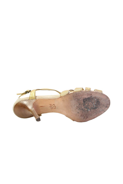 BCBGMAXAZRIA Womens Metallic Leather Sandals Gold Size 5.5