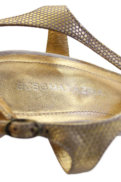 BCBGMAXAZRIA Womens Metallic Leather Sandals Gold Size 5.5