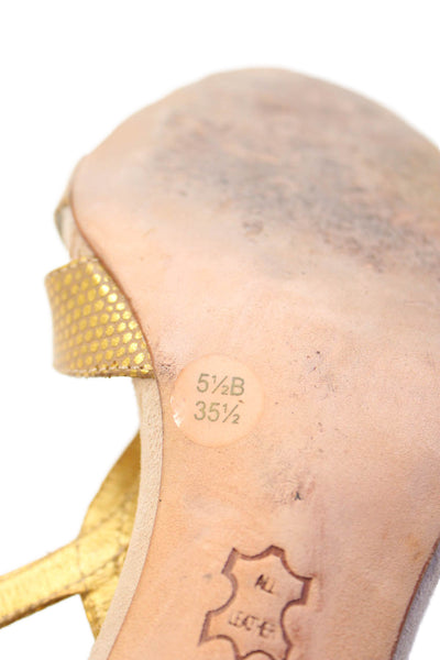 BCBGMAXAZRIA Womens Metallic Leather Sandals Gold Size 5.5