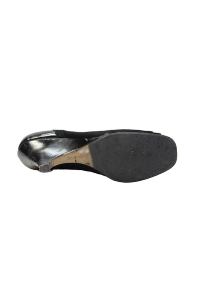Ellen Tracy Womens Suede Open Toe Heels Black Size 6