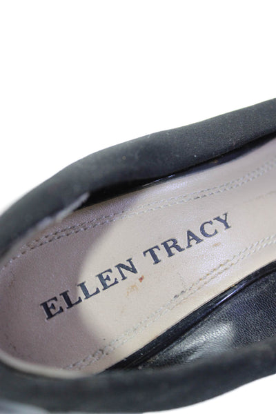 Ellen Tracy Womens Suede Open Toe Heels Black Size 6