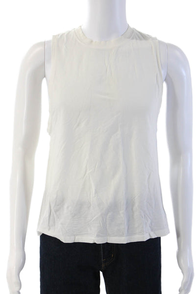 Lululemon Mens Sleeveless Crew Neck White Poly Blend T Shirt Size M