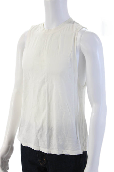 Lululemon Mens Sleeveless Crew Neck White Poly Blend T Shirt Size M