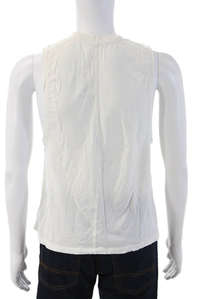Lululemon Mens Sleeveless Crew Neck White Poly Blend T Shirt Size M