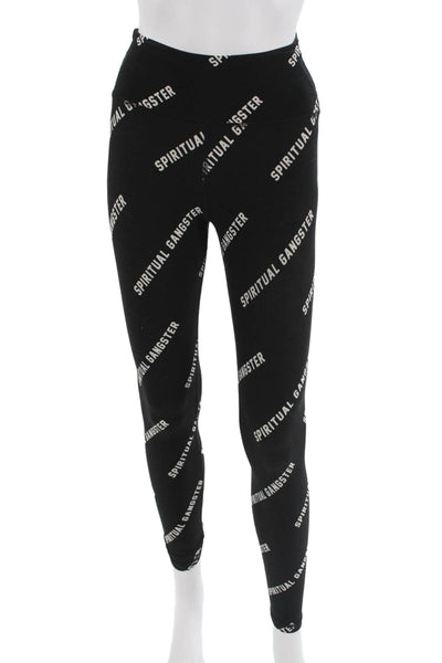 Spiritual Gangster Womens Ankle Leggings Black Graphic Nylon Blend Size XS