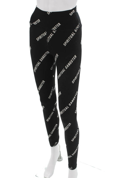 Spiritual Gangster Womens Ankle Leggings Black Graphic Nylon Blend Size XS