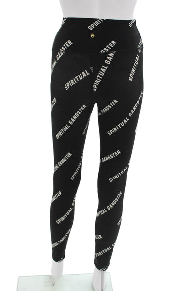 Spiritual Gangster Womens Ankle Leggings Black Graphic Nylon Blend Size XS