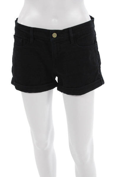 Frame Denim Unisex Black Shorts Button Closure Size 26