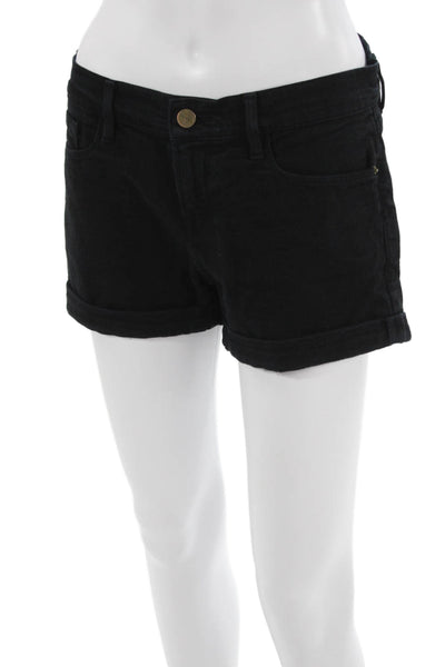 Frame Denim Unisex Black Shorts Button Closure Size 26