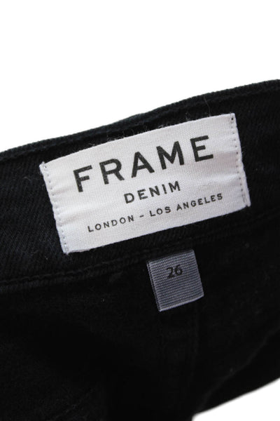 Frame Denim Unisex Black Shorts Button Closure Size 26