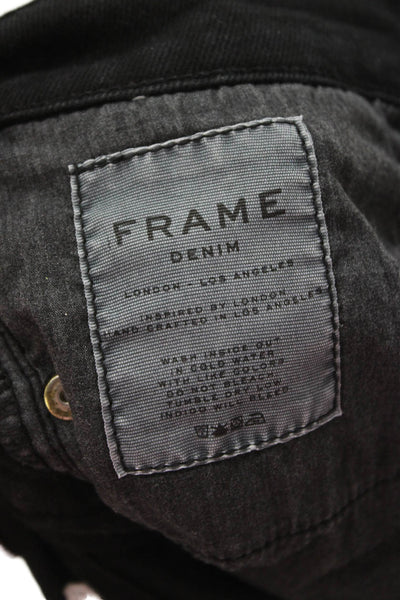 Frame Denim Unisex Black Shorts Button Closure Size 26