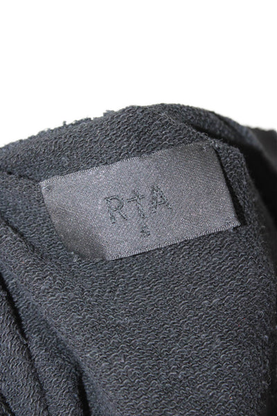 R+A Womens Pullover Sweatshirt Black 100% Cotton Crew Neck Long Sleeve Size S