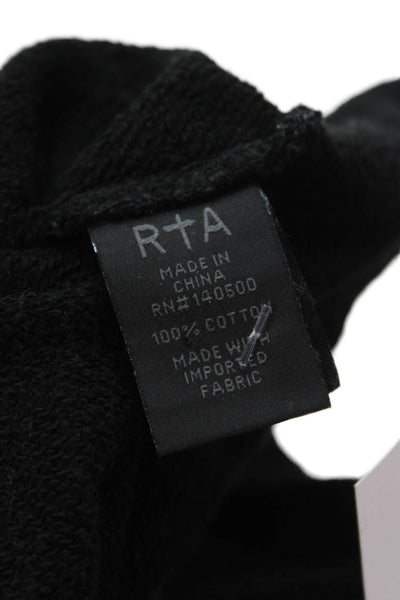 R+A Womens Pullover Sweatshirt Black 100% Cotton Crew Neck Long Sleeve Size S