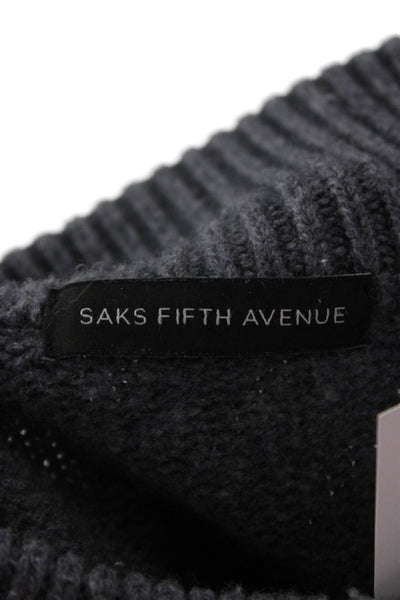 Saks Fifth Avenue Mens Gray Merino Cashmere Mock Neck Zip Pullover Size XL