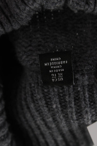 Saks Fifth Avenue Mens Gray Merino Cashmere Mock Neck Zip Pullover Size XL