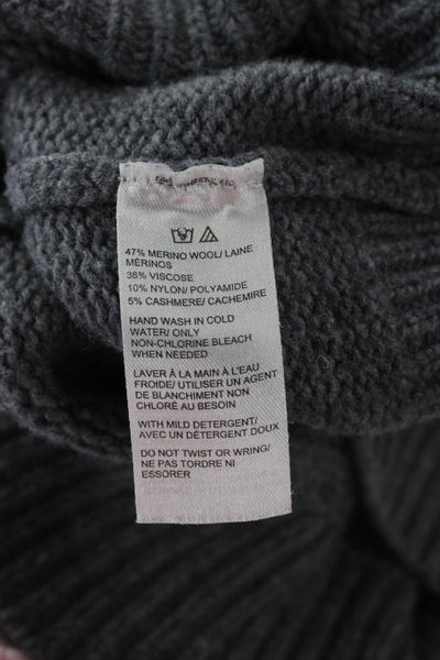 Saks Fifth Avenue Mens Gray Merino Cashmere Mock Neck Zip Pullover Size XL