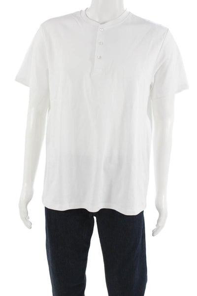 Saks Fifth Avenue Mens Band T-Shirt White Crew Neck Cotton Short Sleeve Size L