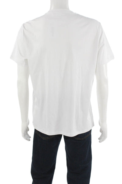 Saks Fifth Avenue Mens Band T-Shirt White Crew Neck Cotton Short Sleeve Size L