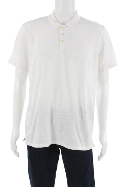 Velvet Mens Polo Collared Short Sleeve White 100% Cotton Size L