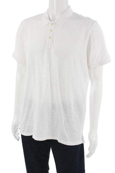 Velvet Mens Polo Collared Short Sleeve White 100% Cotton Size L