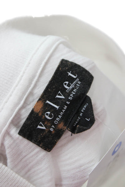 Velvet Mens Polo Collared Short Sleeve White 100% Cotton Size L