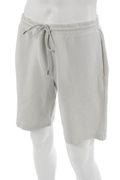 Theory Mens Sweat Shorts Beige Drawstring Cotton Spandex Solid Size L