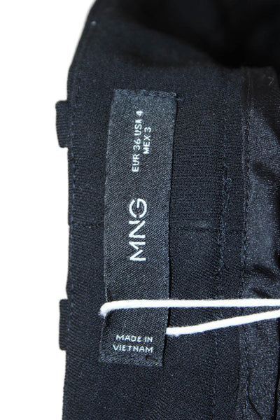 MNG Unisex Dress Pants Black Button Polyester Solid Classic Fall Size 4