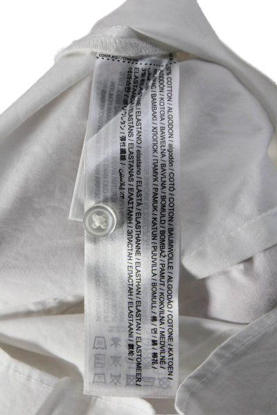 MNG Womens Collared White Long Sleeve Button-Up Blouse Cotton Blend Size 2