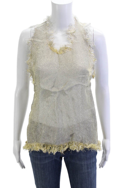 Wanda Nylon Women Beige Sleeveless Tank Top Designer Size 38