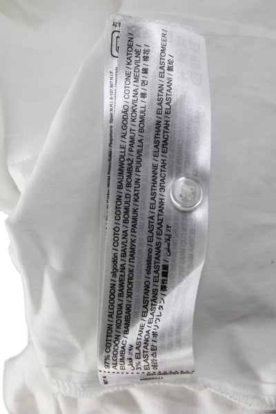 MNG Womens Collared Button Up Blouse White Long Sleeve Cotton Size 2