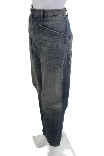 Nili Lotan Unisex Dark Gray Cropped Wide Leg High Rise Jeans Size 28