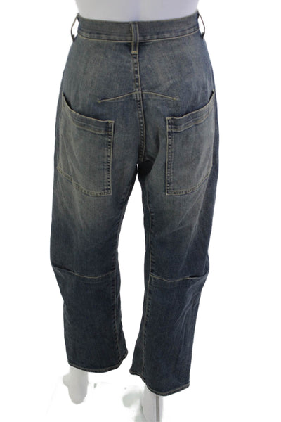 Nili Lotan Unisex Dark Gray Cropped Wide Leg High Rise Jeans Size 28