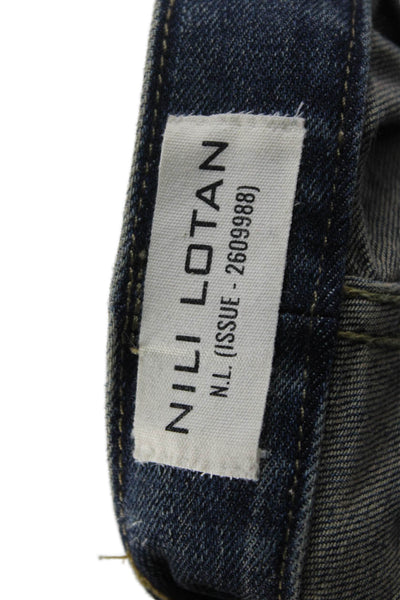 Nili Lotan Unisex Dark Gray Cropped Wide Leg High Rise Jeans Size 28
