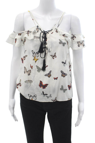 The Kooples Women Silk Sleeveless Butterfly Blouse Size S