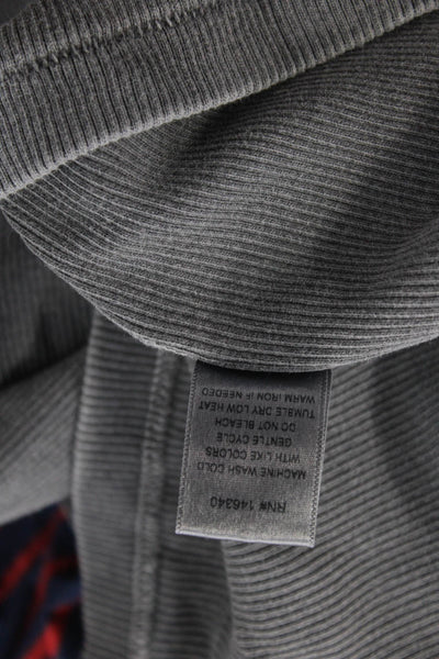 Amo Womens Cropped Gray Cotton V Neck Button Up Top Short Sleeve Size S