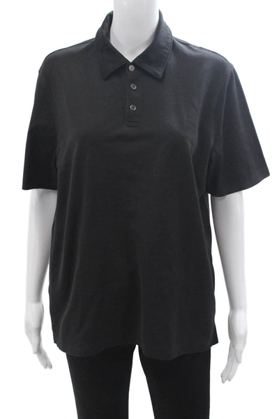 Perry Ellis Mens Black Collared Polo Short Sleeve Solid Big Tall Size M