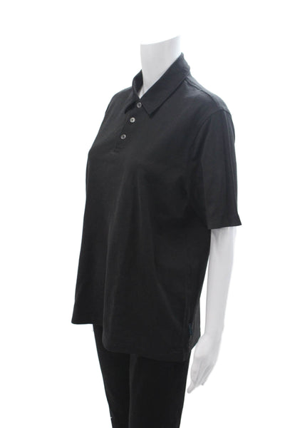 Perry Ellis Mens Black Collared Polo Short Sleeve Solid Big Tall Size M