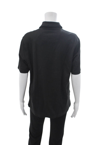 Perry Ellis Mens Black Collared Polo Short Sleeve Solid Big Tall Size M