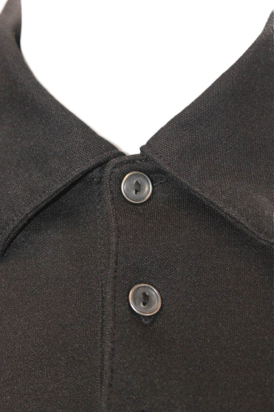 Perry Ellis Mens Black Collared Polo Short Sleeve Solid Big Tall Size M