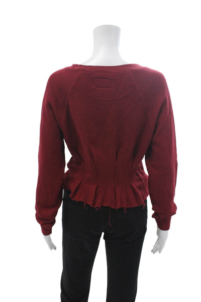 Current/Elliott Women Pullover Sweatshirts Red Pima Cotton Size 0