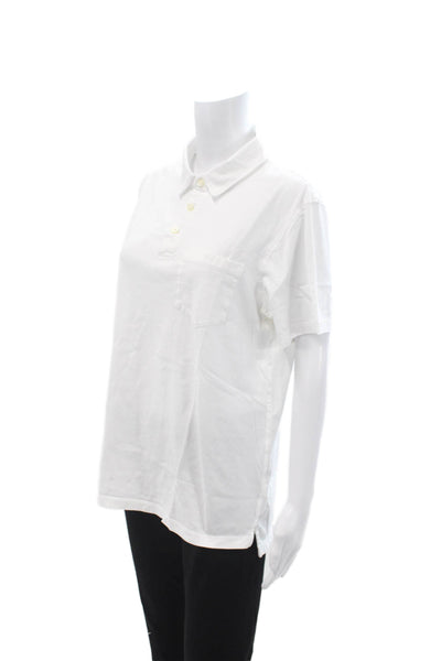 J Crew Mens Button-Down Polo Short Sleeve Cotton Collared White Size L