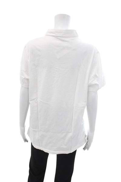 J Crew Mens Button-Down Polo Short Sleeve Cotton Collared White Size L