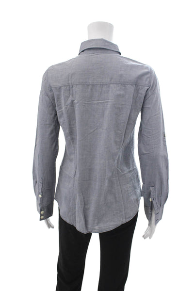 J Crew Women Basic Button-Up Gray Cotton Collared Long Sleeve Top Size XS