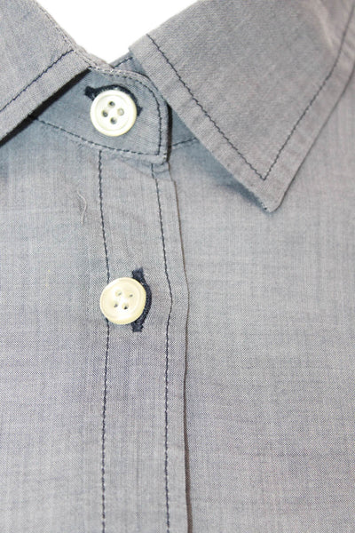 J Crew Women Basic Button-Up Gray Cotton Collared Long Sleeve Top Size XS