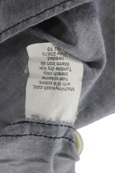 J Crew Women Basic Button-Up Gray Cotton Collared Long Sleeve Top Size XS