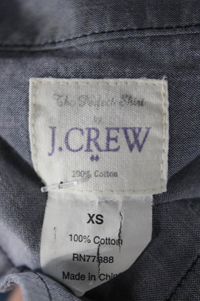 J Crew Women Basic Button-Up Gray Cotton Collared Long Sleeve Top Size XS