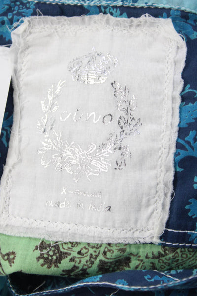 Cino Womens Light Blue Floral Cotton Button-Up 3/4 Sleeve Blouse Size XS