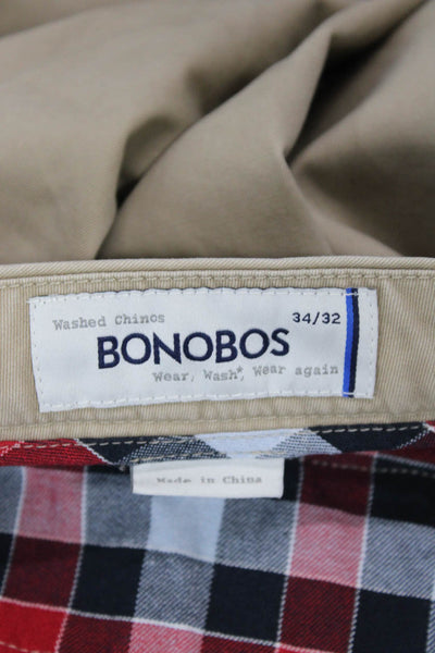 Bonobos Mens Chino Pants Beige 100% Cotton Button Size 34