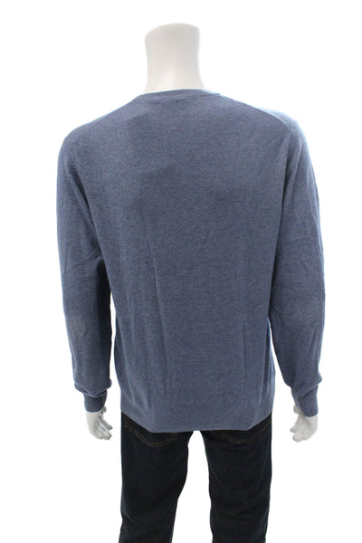 89 Men Mens Pullover Sweater Blue Wool Cashmere Crew Neck Long Sleeve Size L