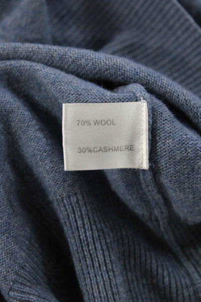 89 Men Mens Pullover Sweater Blue Wool Cashmere Crew Neck Long Sleeve Size L